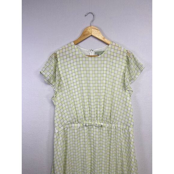 Ryegrass green check ruffle midi dress XXL country chick cottagecore ￼ - Picture 2 of 8